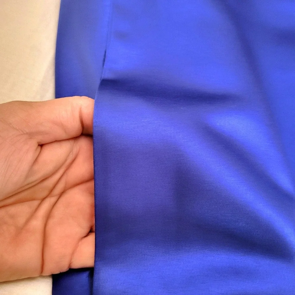 Glamora Royal Blue Satin Sheath Embroidered Sequin Gown Portrait Collar Train 8 - Picture 9 of 16